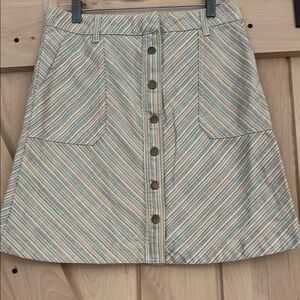 NWT Anthropologie Green and White Mini A-Line Skirt size 8